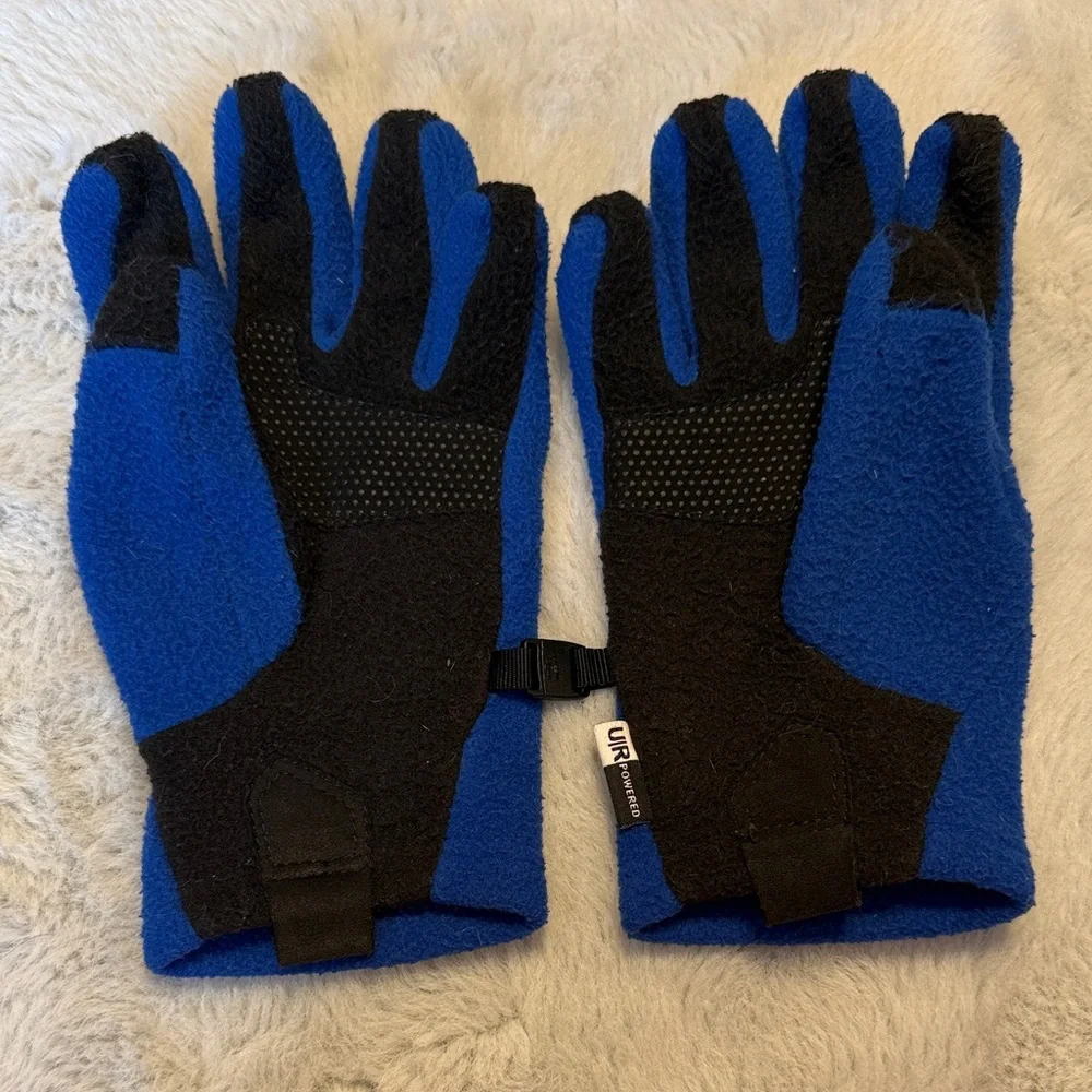 The North Face Blue and Gray Fleece Gloves kids